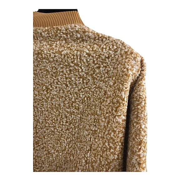 Tan boiled‎ wool look snap button front bomber style jacket size large brand new - Picture 11 of 13